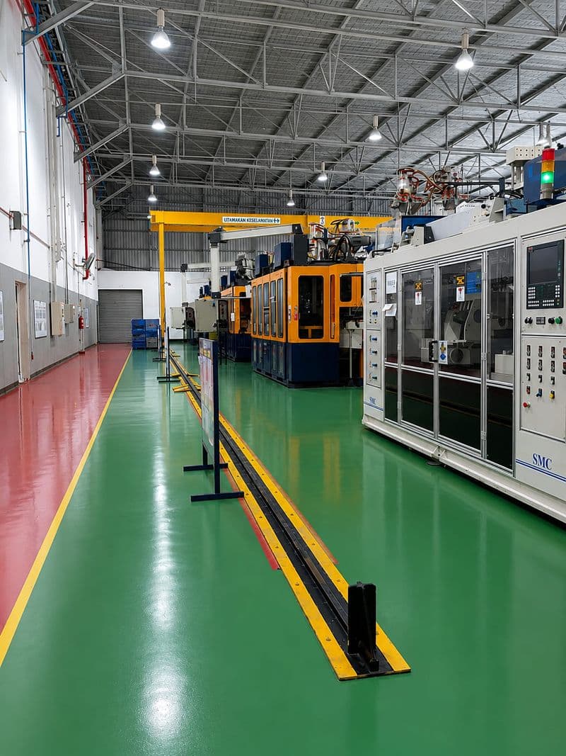 Lini blow molding di pabrik Karawang