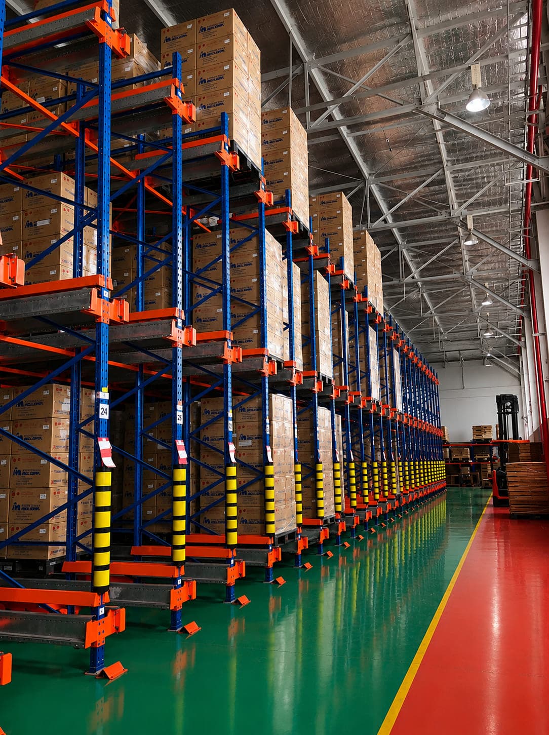 High-bay racking in the finished goods warehouse